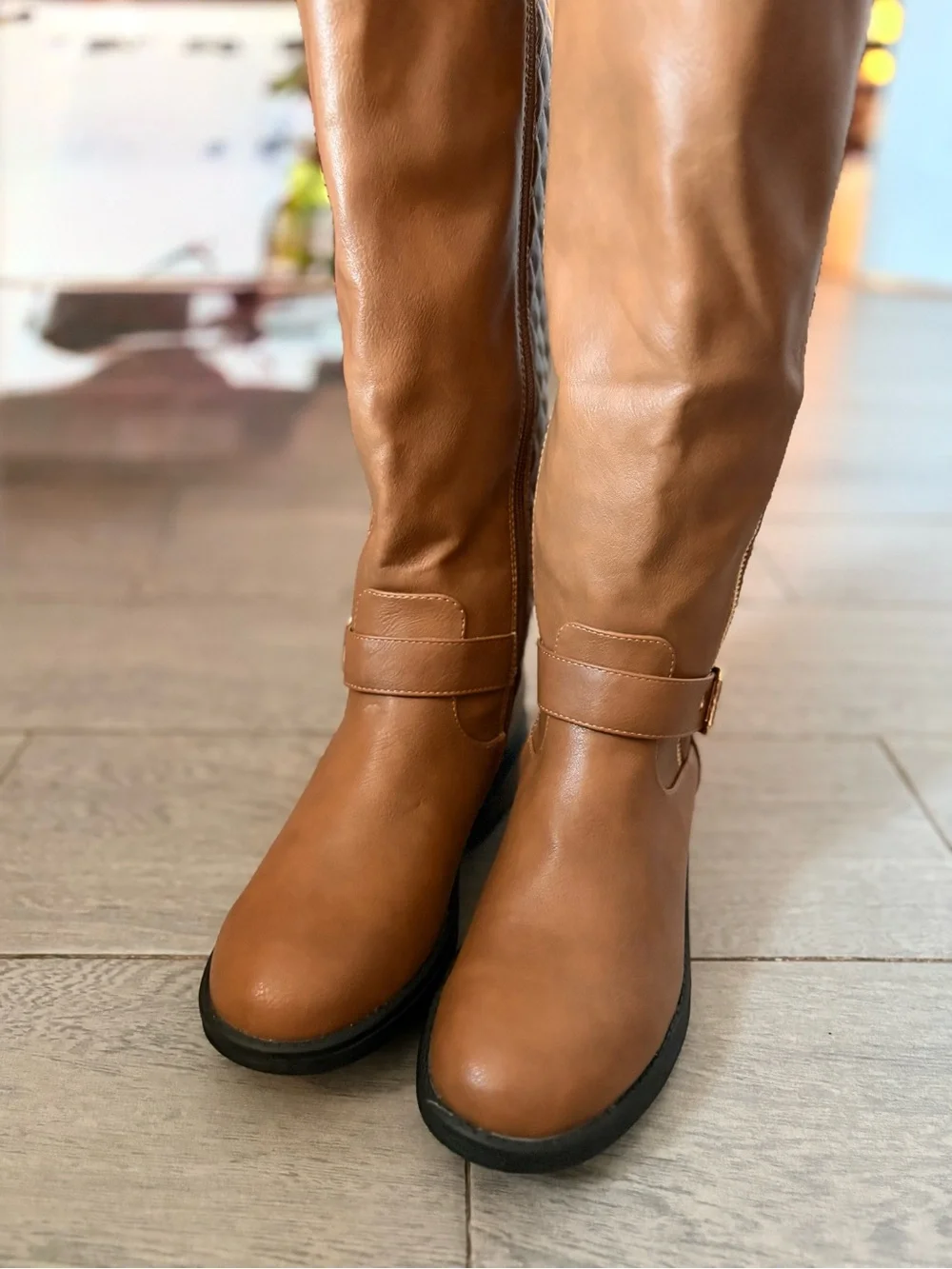 Dream Paris Wide Calf Knee High Riding Boots in Brown